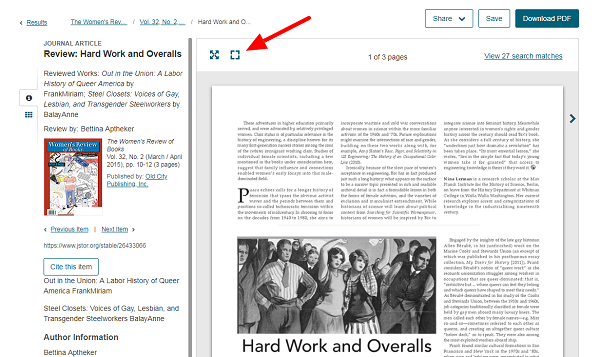 screen capture of the full view option on JSTOR