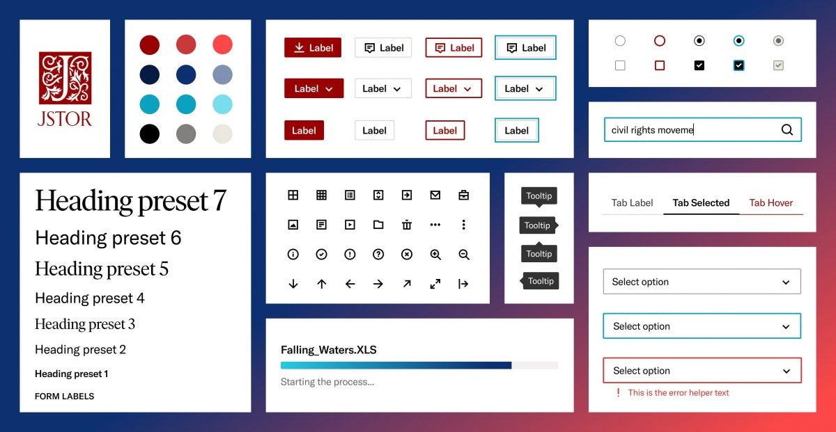 Detail of the JSTOR's design system interface